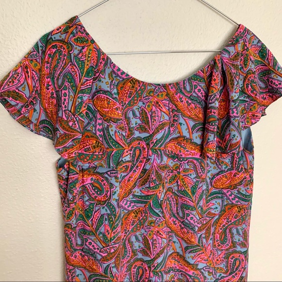 J. Crew Vibrant Paisley Silk Ruffle Dress - Picture 4 of 8
